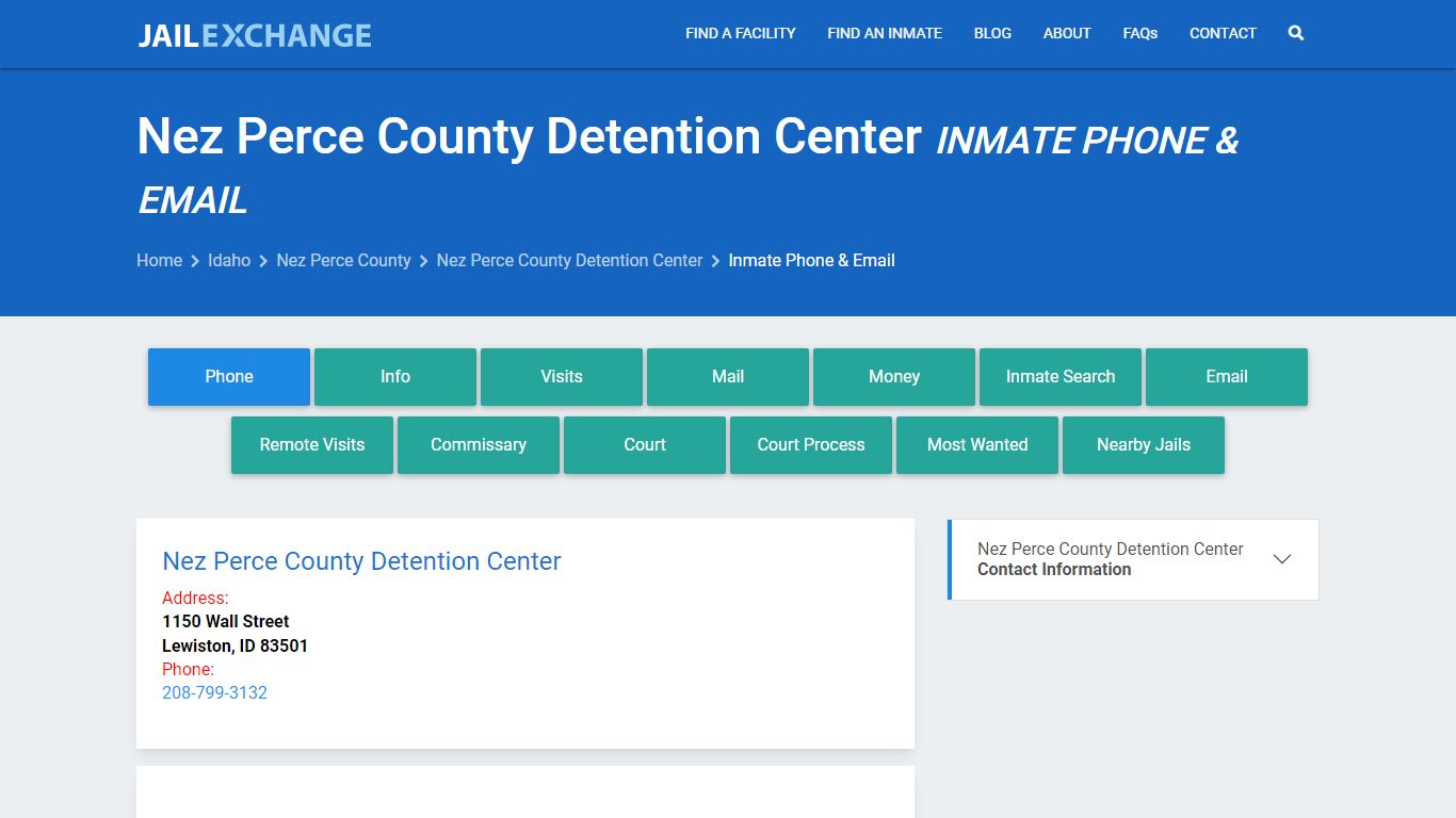 Inmate Phone - Nez Perce County Detention Center, ID - Jail Exchange